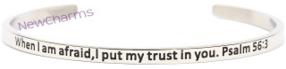 CB127 When I am afraid I put my trust in you Cuff Bangle Bracelet
