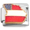 CL1026 Red White Blue Flag Ohio State Outline Italian Charm