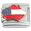 CL1034 Red White Blue Flag Wisconsin State Outline Italian Charm