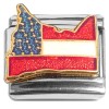 CL1043 Red White Blue Flag Minnesota State Outline Italian Charm