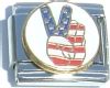 CT1436 Patriotic Peace Hand Sign Italian Charm
