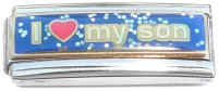 CT1479 I Love My Son Blue Glitter Superlink Italian Charm