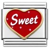 CT1926 Sweet Heart Red Glitter Italian Charm