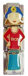 CT1947o Brat Shirt Girl Brown Hair Triple Italian Charm