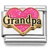 CT1976nk Grandpa in Black on Pink Heart Italian Charm
