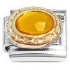 CT2023 Oval Amber Bling Gold Frame Italian Charm