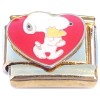 CT2067 Red Heart Snoopy Woodstock Gold Base Italian Charm Design