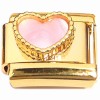 CT2208 Beaded Pink Heart on Gold Base Italian Charms