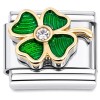 CT2258 Bling Four Leaf Clover Green Italian Charm