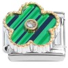 CT2262 Green Black Flower Fringed Italian Charm