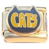 CT2269 Cats Word Gold Base Italian Charm