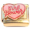 CT2270 Girl Power Heart Gold Base Italian Charm