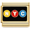 CT2323 NYC New York City Goldtone Base Italian Charm