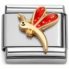 CT3066r Dragonfly in Red Italian Charm 