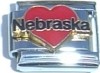 CT3846 Nebraska Heart Italian Charm