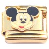 CT4456 Mouse Face Cartoon Gold Base Italian Charm