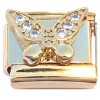 CT4458 Butterfly Bling Wings Gold Base Italian Charm