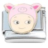 CT4578 Cute Pink Pig Angel Italian Charm