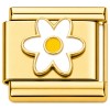 CT4626 White Flower Gold Base Italian Charm.