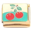 CT4969 Cherries Aqua Gold Base Italian Charm