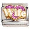 CT6675 Wife Pink Glitter Heart Italian Charm