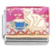 CT7271 White Cat Tea Cup on Red Italian Charm