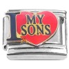 CT7395 I Love My Sons Red Heart Italian Charm