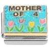 CT7453 Mother of Four Flowers Blue Glitter Italian Charms