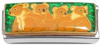 CT7481 Brown Koalas Green Glitter Superlink Italian Charm