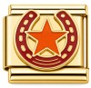 CT7491 Horseshoe Star Goldtone Base Italian Charm