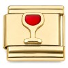 CT7552 Red Wine Drink Glass Goldtone Base Italian Charm