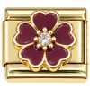 CT7658 Bling Burgundy Flower Gold Italian Charm