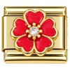 CT7659 Bling Red Flower Gold Italian Charm