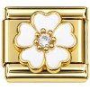 CT7660 Bling White Flower Gold Italian Charm