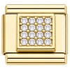 CT7762 Bling Square Gold Italian Charm