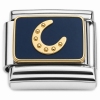 CT7814 Horseshoe on Black Horse Shoe Italian Charm