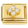 CT7867 Cute Bling Flower Gold Base Italian Charm
