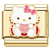CT7889 Hello Kitty Red Ribbon Gold Base Italian Charm