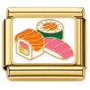 CT7891 Sushi Rolls Fish Shrimp Goldtone Italian Charm