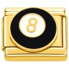 CT7895 Eight Ball Billiards Gold Italian Charm