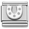 CT7941 White Horseshoe Italian Charm