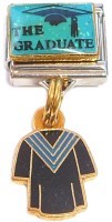 CT8238 The Graduate Cap Gown Blue Dangle Italian Charm