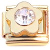 CT8730 Circle Bling Flower Gold Base Italian Charm
