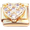 CT8743 Clear Bling Heart Gold Base Italian Charm