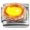 CT8821 Amber Oval Bling Rose Gold Frame Italian Charm