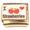 CT8829 I Love Strawberries Gold Base Italian Charm