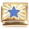 CT8833/CT8717 Blue Star Burst Gold Base Italian Charm.