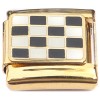 CT8893 Racing Checkered Flag Gold Base Italian Charm.