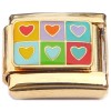 CT8899 Assorted Hearts Gold Base Italian Charm.
