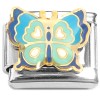CT8951 Multicolor Navy Medium Light Blue Butterfly Italian Charm